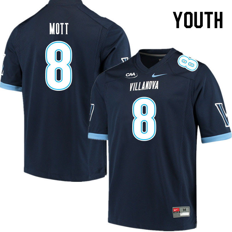 Youth #8 James Mott Villanova Wildcats College Football Jerseys Stitched Sale-Navy